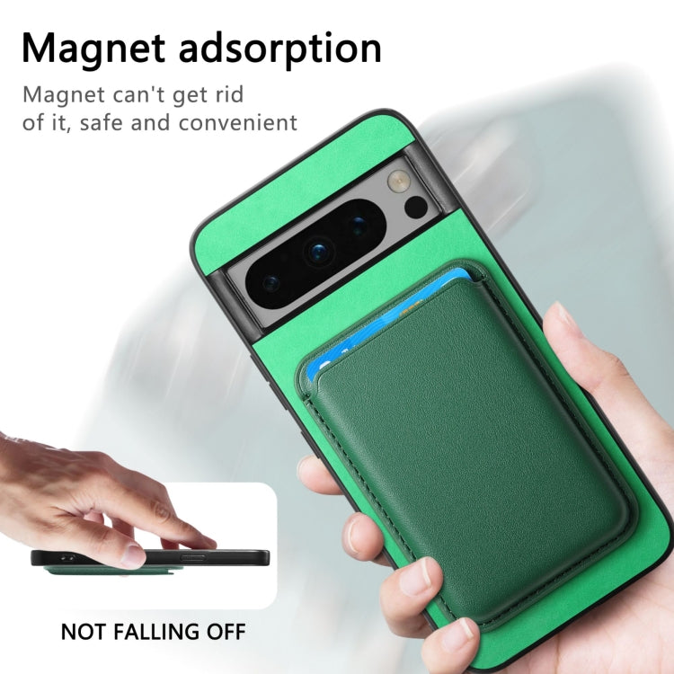 For Google Pixel 9 Pro Retro Magsafe Card Bag PU Back Cover Phone Case(Green) - Google Cases by buy2fix | Online Shopping UK | buy2fix