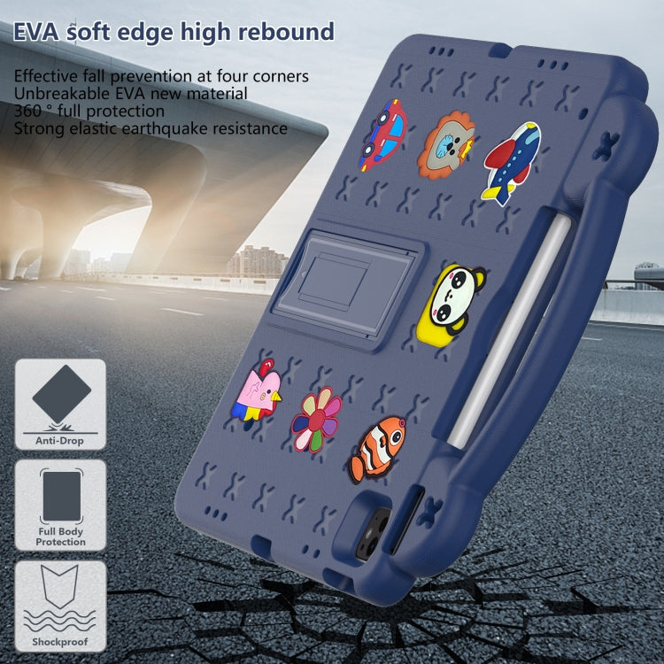 For iPad Air 13 2024 Handle Kickstand Children EVA Shockproof Tablet Case(Navy Blue) - iPad Air 13 2024 Cases by buy2fix | Online Shopping UK | buy2fix