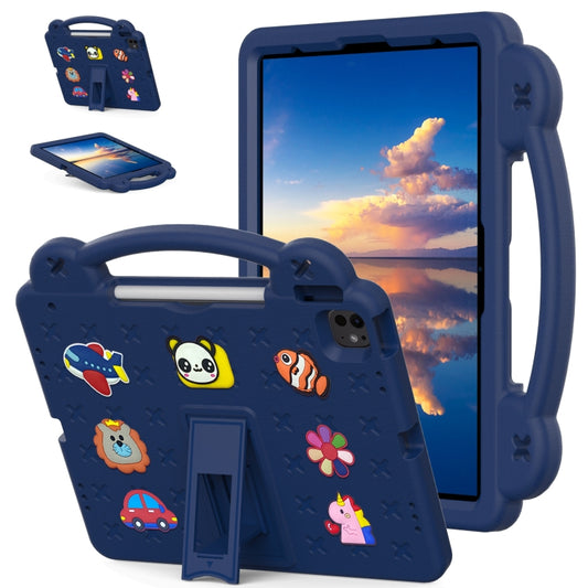 For iPad Pro 13 2024 Handle Kickstand Children EVA Shockproof Tablet Case(Navy Blue) - iPad Pro 13 2024 Cases by buy2fix | Online Shopping UK | buy2fix