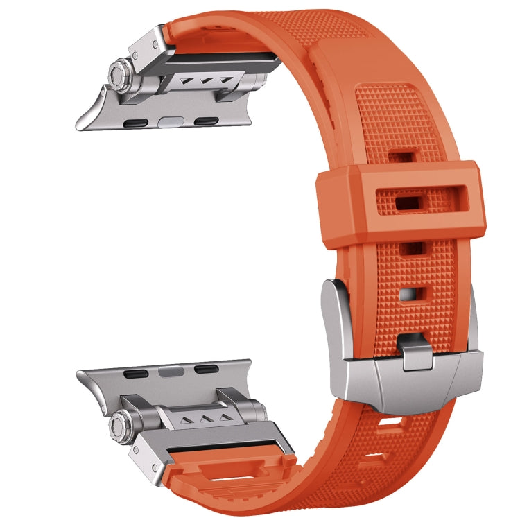 For Apple Watch SE 2022 44mm Silicone Armor Mecha Head Watch Band(Orange) - Watch Bands by buy2fix | Online Shopping UK | buy2fix