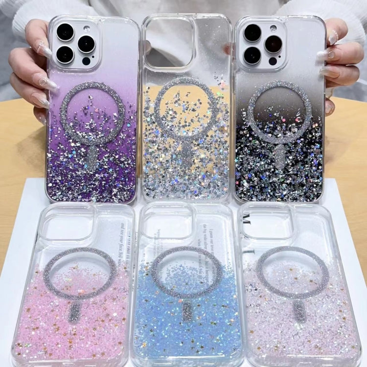 For iPhone 15 Pro Gradient Glitter MagSafe PC Hybrid TPU Phone Case(Gradient Silver) - iPhone 15 Pro Cases by buy2fix | Online Shopping UK | buy2fix