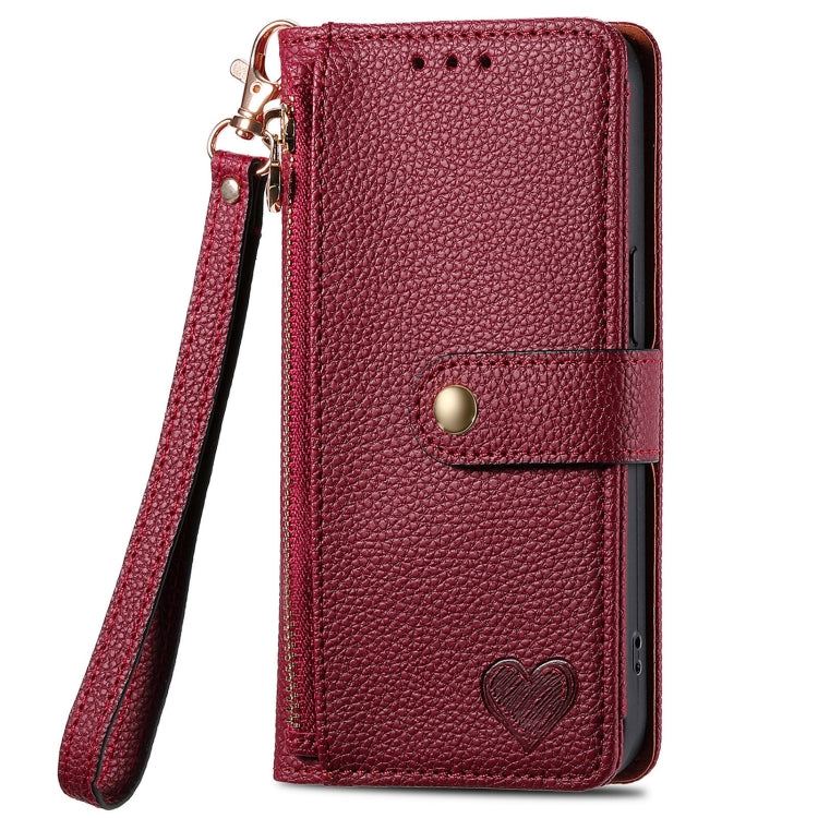 For Samsung Galaxy S25 Ultra 5G Love Zipper Lanyard Leather Phone Case(Red) - Galaxy S25 Ultra 5G Cases by buy2fix | Online Shopping UK | buy2fix