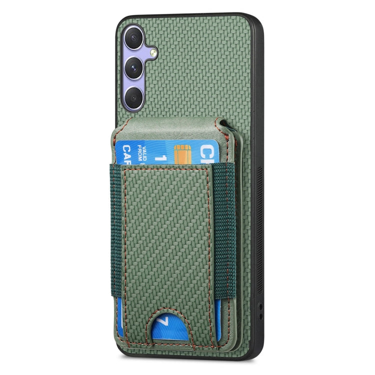 For Samsung Galaxy S25+ 5G Carbon Fiber Vertical Flip Wallet Stand Phone Case(Green) - Galaxy S25+ 5G Cases by buy2fix | Online Shopping UK | buy2fix