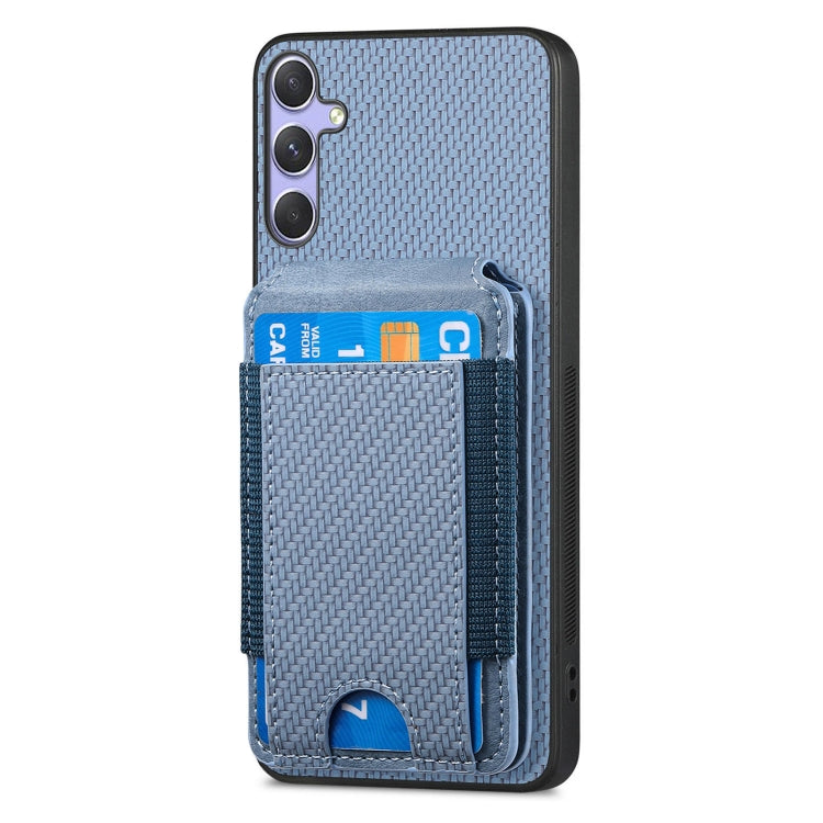 For Samsung Galaxy S25 Ultra 5G Carbon Fiber Vertical Flip Wallet Stand Phone Case(Blue) - Galaxy S25 Ultra 5G Cases by buy2fix | Online Shopping UK | buy2fix