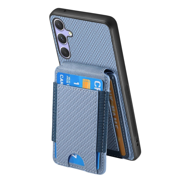 For Samsung Galaxy S25 Ultra 5G Carbon Fiber Vertical Flip Wallet Stand Phone Case(Blue) - Galaxy S25 Ultra 5G Cases by buy2fix | Online Shopping UK | buy2fix