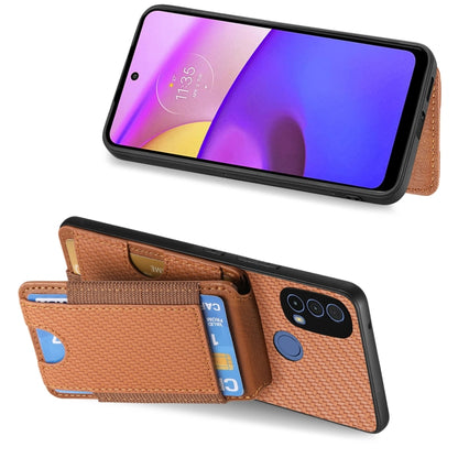 For Motorola Moto G 5G 2024 4G Carbon Fiber Vertical Flip Wallet Stand Phone Case(Brown) - Motorola Cases by buy2fix | Online Shopping UK | buy2fix