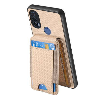 For Motorola Moto G 5G 2024 4G Carbon Fiber Vertical Flip Wallet Stand Phone Case(Khaki) - Motorola Cases by buy2fix | Online Shopping UK | buy2fix