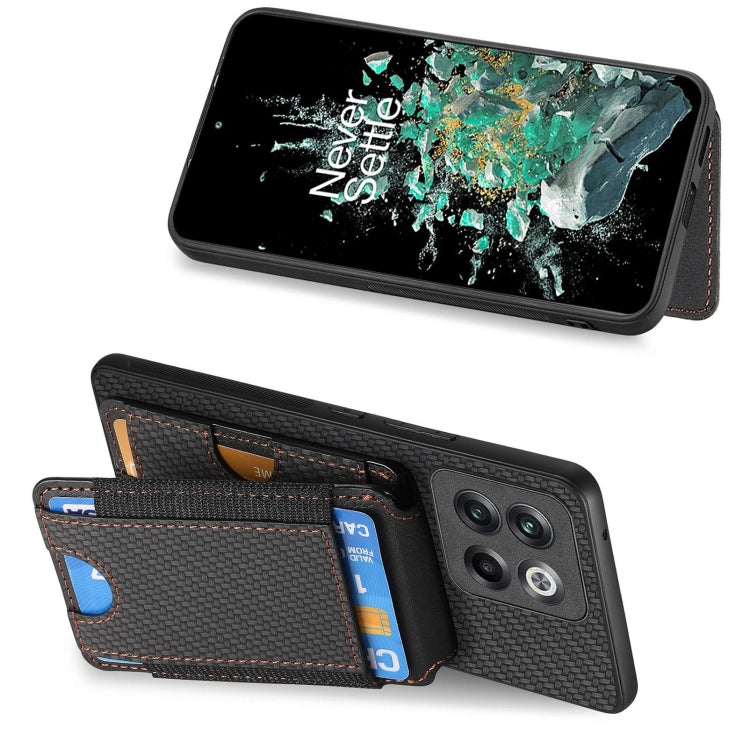 For OnePlus 11 Carbon Fiber Vertical Flip Wallet Stand Phone Case(Black) - OnePlus Cases by buy2fix | Online Shopping UK | buy2fix