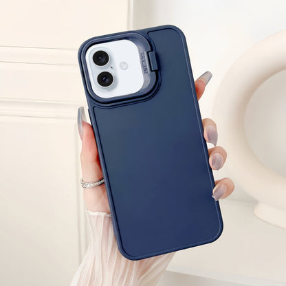 For iPhone 16 Plus Lens Frame Holder Shockproof Phone Case(Blue) - iPhone 16 Plus Cases by buy2fix | Online Shopping UK | buy2fix