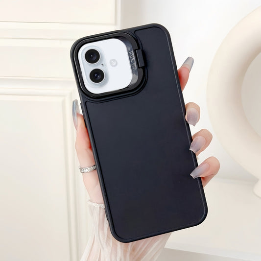 For iPhone 16 Lens Frame Holder Shockproof Phone Case(Black) - iPhone 16 Cases by buy2fix | Online Shopping UK | buy2fix