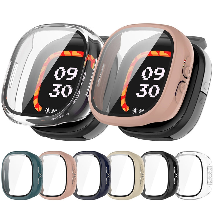 For Fitbit Ace LTE  PC + Tempered Glass Film Integrated Watch Protective Case(Black) - Watch Cases by buy2fix | Online Shopping UK | buy2fix