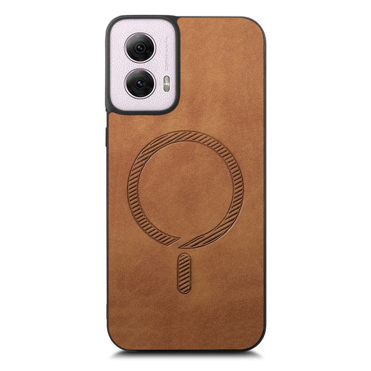 For Motorola Moto G Power 2024 5G Retro Magsafe Magnetic PU Back Cover Phone Case(Brown) - Motorola Cases by buy2fix | Online Shopping UK | buy2fix