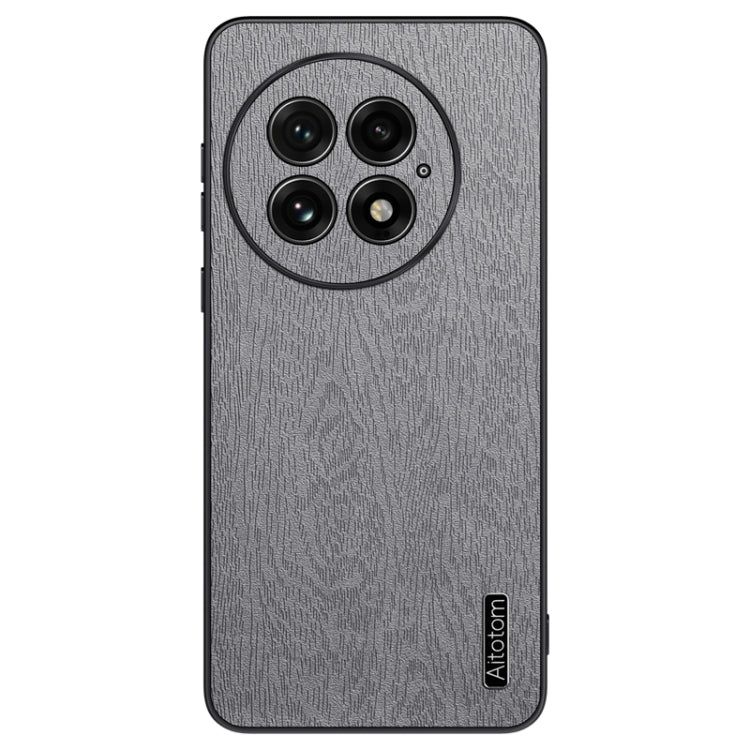 For OnePlus 13 Tree Bark Leather Shockproof Phone Case(Grey) - OnePlus Cases by buy2fix | Online Shopping UK | buy2fix