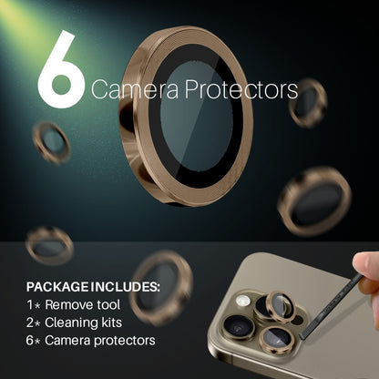 For iPhone 16 Pro / Pro Max NORTHJO 2 Sets 6pcs Camera Lens Protector Cover Metal Ring Film(Brown) - iPhone 16 Pro Max Tempered Glass by NORTHJO | Online Shopping UK | buy2fix