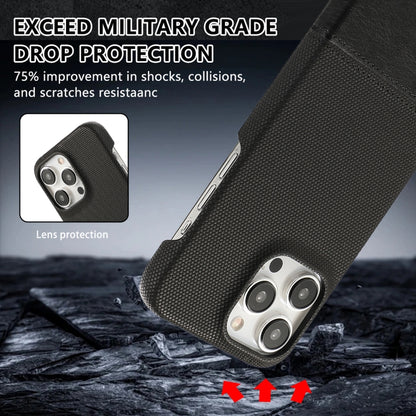 For iPhone 16 Pro Max Stitching Cloth PU Shockproof Phone Case(Black) - iPhone 16 Pro Max Cases by buy2fix | Online Shopping UK | buy2fix