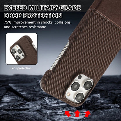 For iPhone 16 Pro Stitching Cloth PU Shockproof Phone Case(Dark Brown) - iPhone 16 Pro Cases by buy2fix | Online Shopping UK | buy2fix