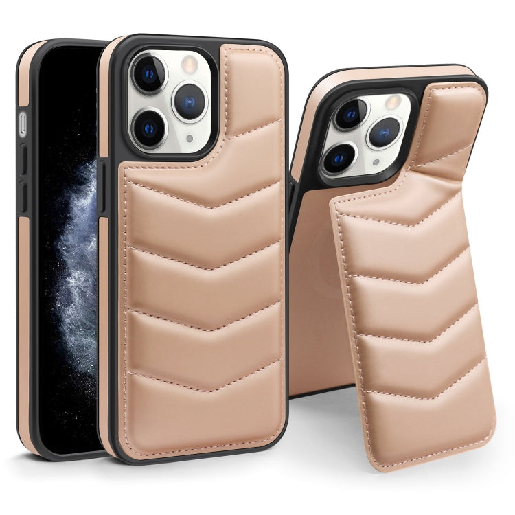 For iPhone 11 Pro Max Down Jacket Card Bag Holder MagSafe Phone Case(Rose Gold) - iPhone 11 Pro Max Cases by buy2fix | Online Shopping UK | buy2fix