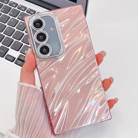 For Samsung Galaxy S25 5G Plating Glitter Texture TPU Phone Case with Lens Film(Pink Water Ripples) - Galaxy S25 5G Cases by buy2fix | Online Shopping UK | buy2fix