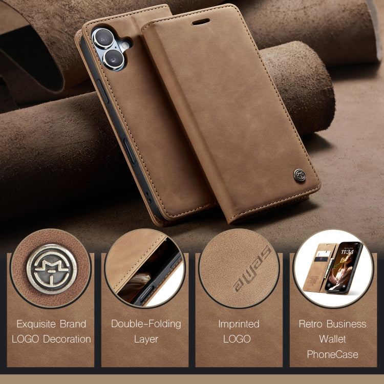 For iPhone 16 Plus CaseMe 013 Multifunctional Horizontal Flip Leather Phone Case(Coffee) - iPhone 16 Plus Cases by CaseMe | Online Shopping UK | buy2fix