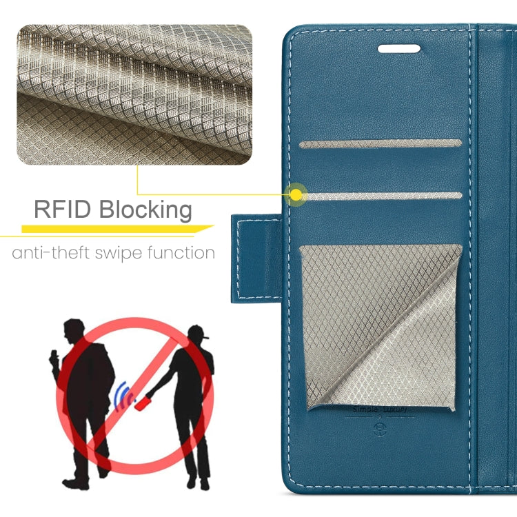 For iPhone 16 CaseMe 023 Butterfly Buckle Litchi Texture RFID Anti-theft Leather Phone Case(Blue) - iPhone 16 Cases by CaseMe | Online Shopping UK | buy2fix