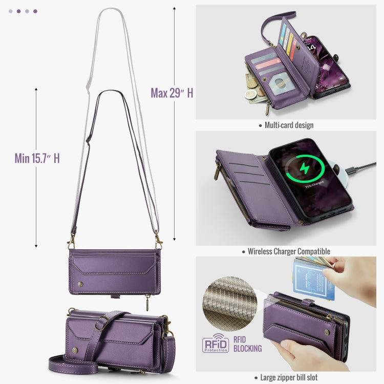 For iPhone 16 Plus CaseMe C36 Card Slots Zipper Wallet RFID Anti-theft Leather Phone Case(Purple) - iPhone 16 Plus Cases by CaseMe | Online Shopping UK | buy2fix