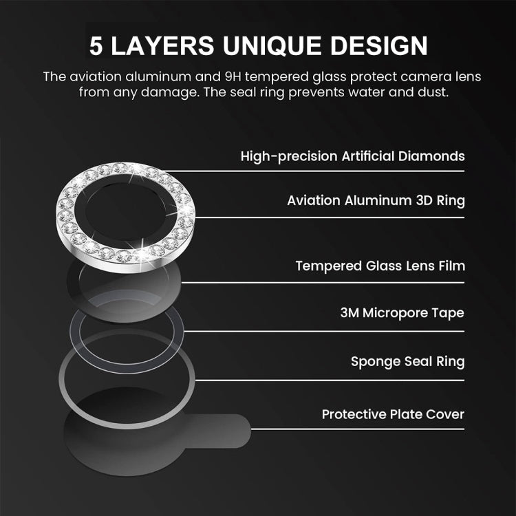 For iPhone 16 / 16 Plus ENKAY AR Anti-reflection Individual Diamond Ring Camera Lens Glass Full Film(Silver) - iPhone 16 Plus Tempered Glass by ENKAY | Online Shopping UK | buy2fix