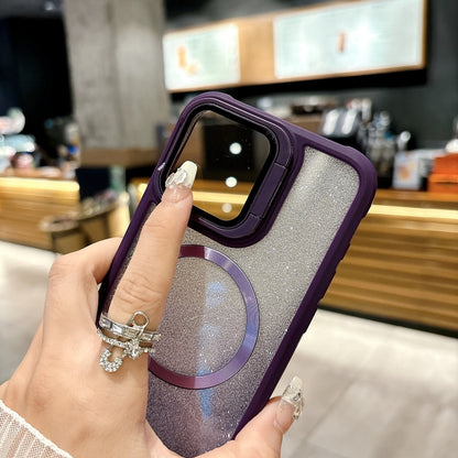 For iPhone 16 Plus CD-grain Gradient Glitter Magsafe Acrylic Hybrid TPU Phone Case(Purple) - iPhone 16 Plus Cases by buy2fix | Online Shopping UK | buy2fix