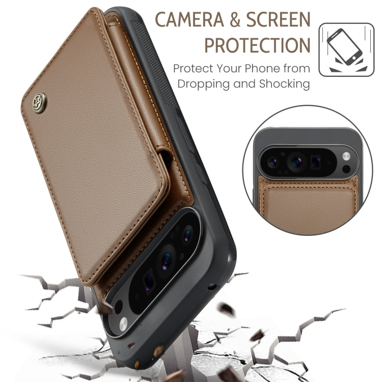 For Google Pixel 9 Pro XL CaseMe C22 Card Slots Holder RFID Anti-theft Phone Case(Brown) - Google Cases by CaseMe | Online Shopping UK | buy2fix