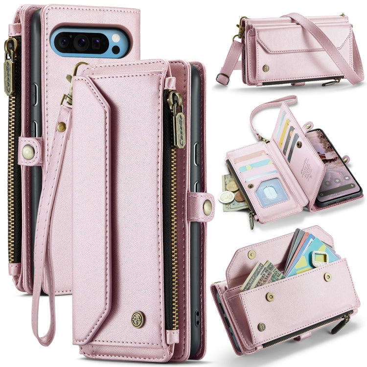 For Google Pixel 9 Pro XL CaseMe C36 Card Slots Zipper Wallet RFID Anti-theft Leather Phone Case(Pink) - Google Cases by CaseMe | Online Shopping UK | buy2fix