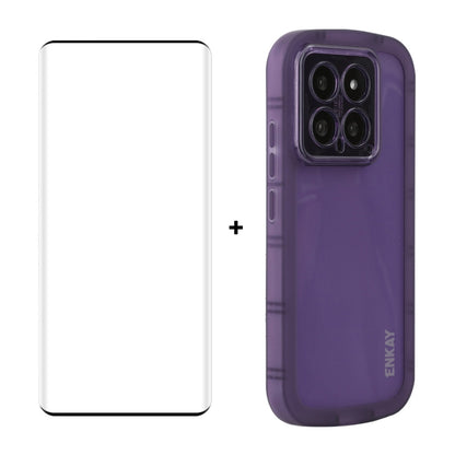 For Xiaomi 14 Pro ENKAY Hat-Prince Translucent Matte TPU Phone Case + 3D Hot Bending Film(Purple) - 14 Pro Cases by ENKAY | Online Shopping UK | buy2fix