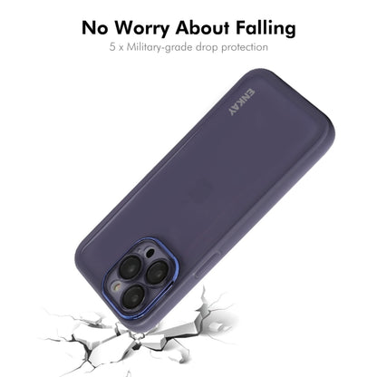 For iPhone 16 Pro ENKAY Hat-Prince Translucent Matte TPU Phone Case with Lens Film + 9H Big Arc Edge Film(Blue) - iPhone 16 Pro Cases by ENKAY | Online Shopping UK | buy2fix