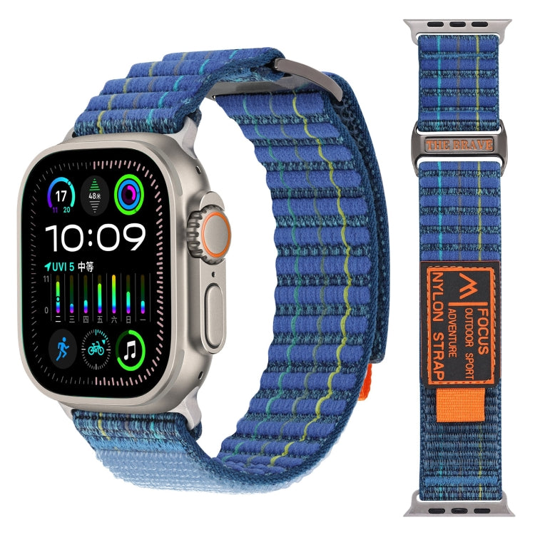 For Apple Watch Ultra 2 49mm Two Sections Nylon Hook and Loop Fastener Watch Band(Scuba Blue) - Watch Bands by buy2fix | Online Shopping UK | buy2fix