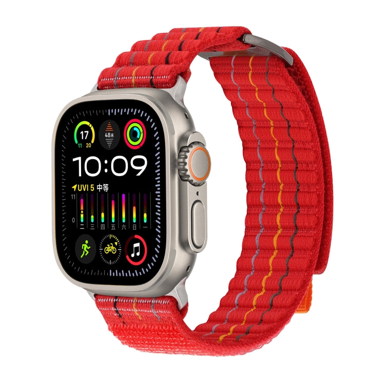 For Apple Watch Ultra 2 49mm Two Sections Nylon Hook and Loop Fastener Watch Band(Cherry Red) - Watch Bands by buy2fix | Online Shopping UK | buy2fix