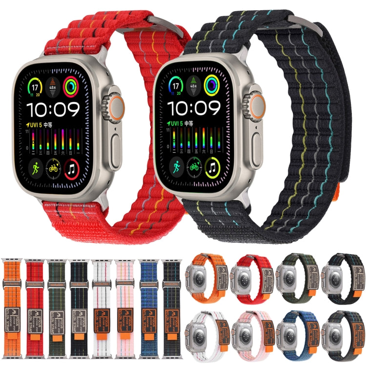 For Apple Watch Ultra 2 49mm Two Sections Nylon Hook and Loop Fastener Watch Band(Cherry Red) - Watch Bands by buy2fix | Online Shopping UK | buy2fix