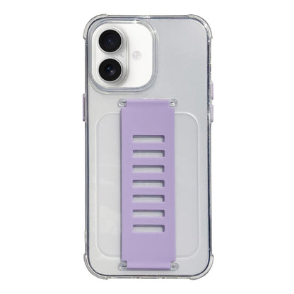 For iPhone 16 Plus Transparent Wristband Shockproof TPU Phone Case(Purple) - iPhone 16 Plus Cases by buy2fix | Online Shopping UK | buy2fix