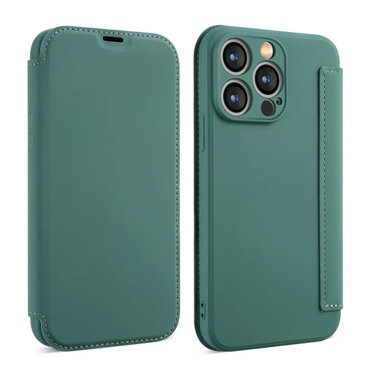 For iPhone 16 Pro Max Imitate Liquid Skin Feel Leather Phone Case with Card Slots(Dark Green) - iPhone 16 Pro Max Cases by buy2fix | Online Shopping UK | buy2fix