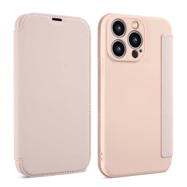 For iPhone 16 Pro Imitate Liquid Skin Feel Leather Phone Case with Card Slots(Pink) - iPhone 16 Pro Cases by buy2fix | Online Shopping UK | buy2fix