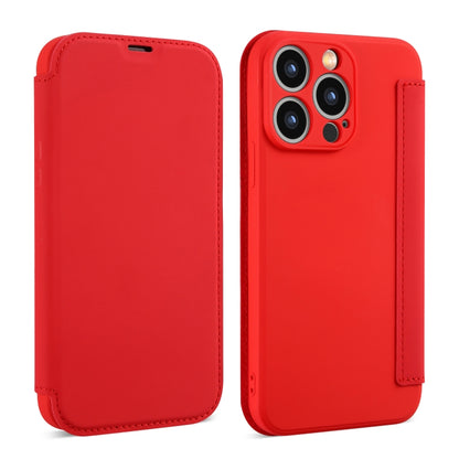 For iPhone 16 Pro Imitate Liquid Skin Feel Leather Phone Case with Card Slots(Red) - iPhone 16 Pro Cases by buy2fix | Online Shopping UK | buy2fix