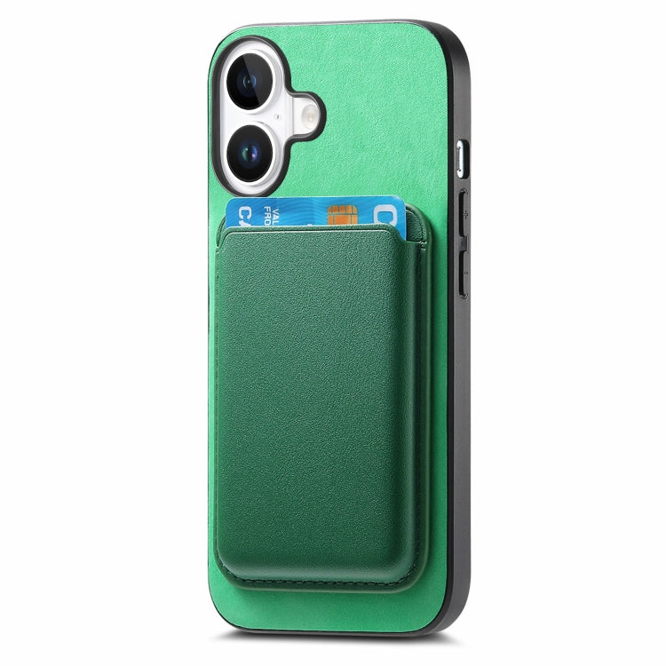 For iPhone 16 Plus Retro Magsafe Card Bag PU Back Cover Phone Case(Green) - iPhone 16 Plus Cases by buy2fix | Online Shopping UK | buy2fix