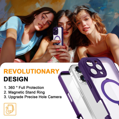 For iPhone 16 Pro Skin Feel Magsafe Holder 360 Full Body Phone Case(Purple) - iPhone 16 Pro Cases by buy2fix | Online Shopping UK | buy2fix