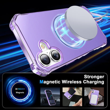 For iPhone 16 Solid Color Wave MagSafe Holder Phone Case(Purple) - iPhone 16 Cases by buy2fix | Online Shopping UK | buy2fix