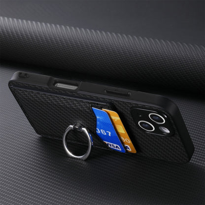 For iPhone 16 Plus Carbon Fiber Card Wallet Ring Phone Case(Black) - iPhone 16 Plus Cases by buy2fix | Online Shopping UK | buy2fix