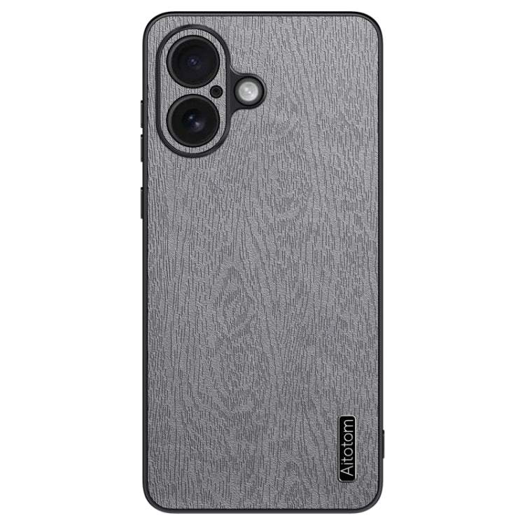 For iPhone 16 Plus Tree Bark Leather Shockproof Phone Case(Grey) - iPhone 16 Plus Cases by buy2fix | Online Shopping UK | buy2fix