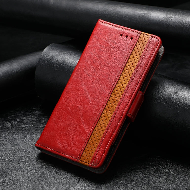 For iPhone 16 CaseNeo Splicing Dual Magnetic Buckle Leather Phone Case(Red) - iPhone 16 Cases by buy2fix | Online Shopping UK | buy2fix