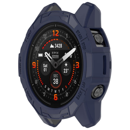 For Garmin Fenix E 47mm Armor Hollow TPU Half Coverage Watch Protective Case(Midnight Blue) - Watch Cases by buy2fix | Online Shopping UK | buy2fix