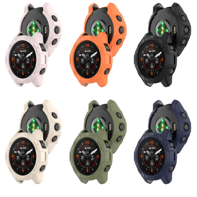 For Garmin Fenix E 47mm Armor Hollow TPU Half Coverage Watch Protective Case(Midnight Blue) - Watch Cases by buy2fix | Online Shopping UK | buy2fix