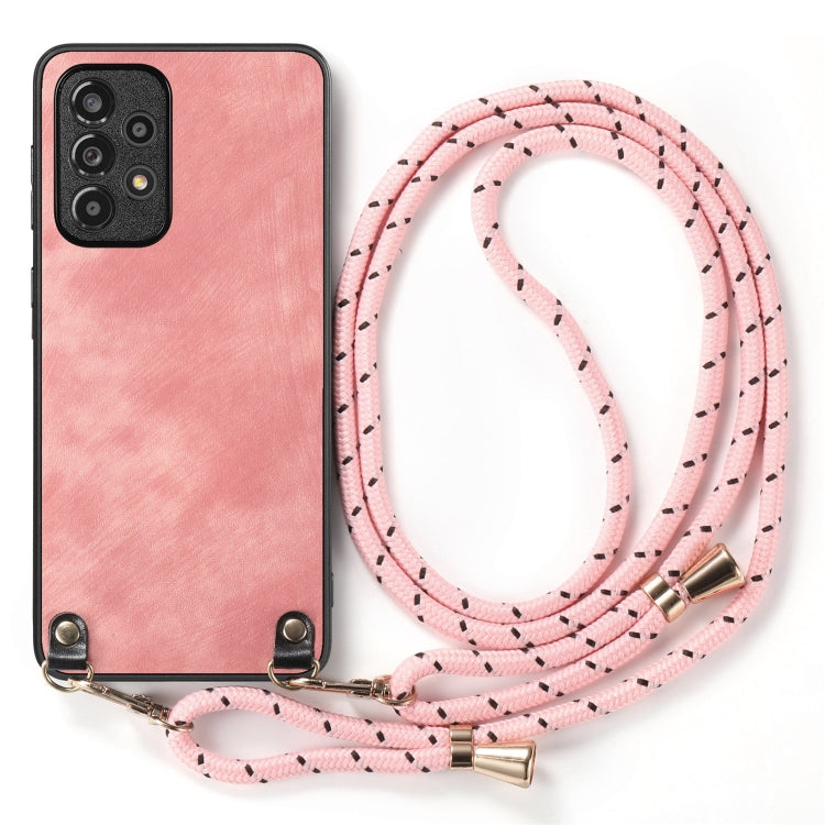 For Samsung Galaxy S25+ 5G Vintage Leather PC Back Cover Phone Case with Crossbody Strap(Pink) - Galaxy S25+ 5G Cases by buy2fix | Online Shopping UK | buy2fix