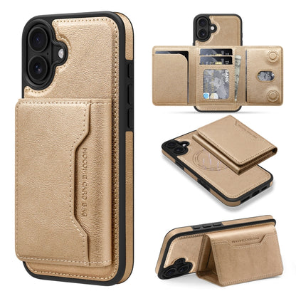 For iPhone 16 Shield Multi-functional MagSafe Card Bag Phone Case(Desert Gold) - iPhone 16 Cases by buy2fix | Online Shopping UK | buy2fix