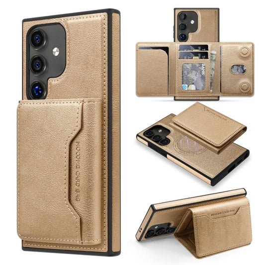 For Samsung Galaxy S25 5G Shield Multi-functional MagSafe Card Bag Phone Case(Desert Gold) - Galaxy S25 5G Cases by buy2fix | Online Shopping UK | buy2fix