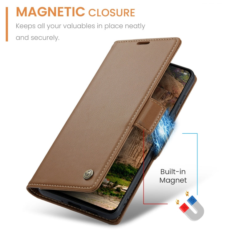 For OPPO Reno12 5G Global CaseMe 023 Butterfly Buckle Litchi Texture RFID Anti-theft Leather Phone Case(Brown) - Reno12 Cases by CaseMe | Online Shopping UK | buy2fix